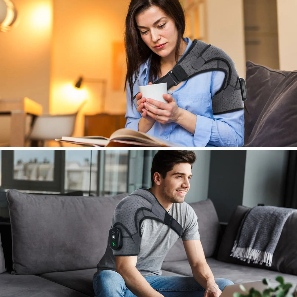 Heated Shoulder Brace and Massager, Adjustable Electric Heating Wrap for Shoulder and Arm