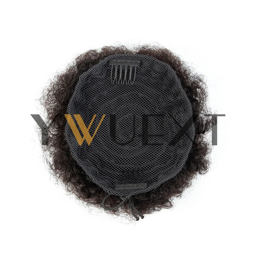 Kinky Curly Afro Puff Drawstring Ponytail, Human Hair
