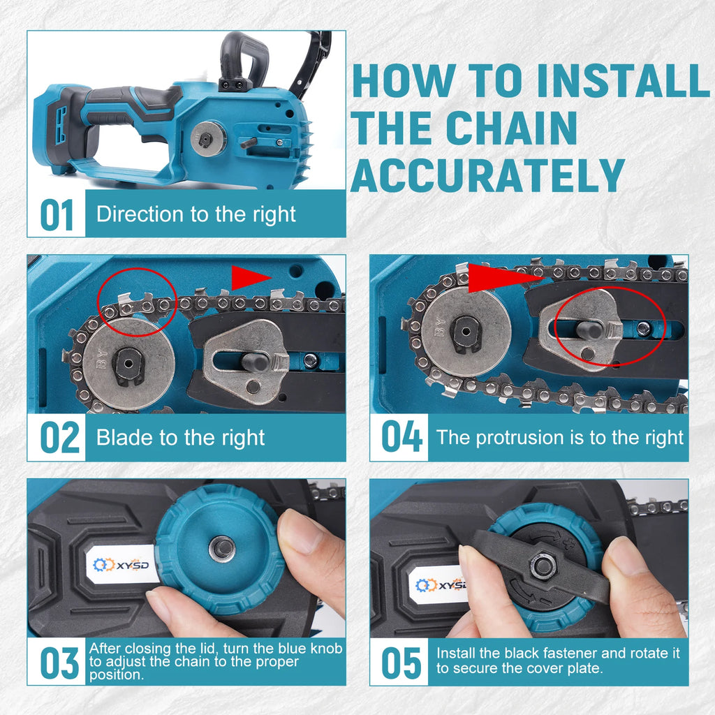 12 in Electric Chainsaw Cordless, 21v,2x4000mah Battery Handheld Chainsaw for Tree Trimming Electric Tree Trimmer Saw