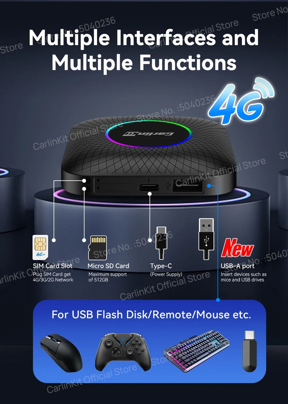 CarlinKit 128GB LED Wireless CarPlay AI Box
