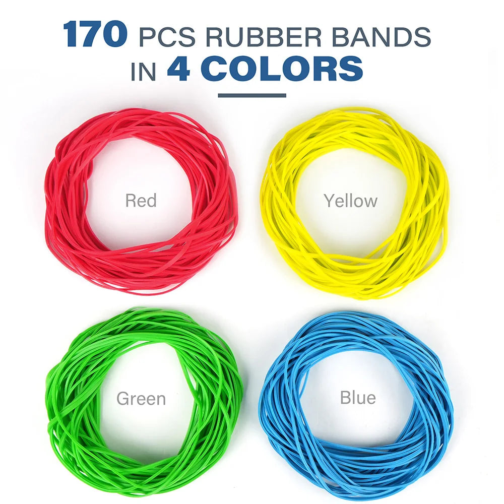 170Pcs Mutilcolor Rubber Bands For Office School Home Strong Elastic Band Loop Office Supplies 0.12Inch Width Organization