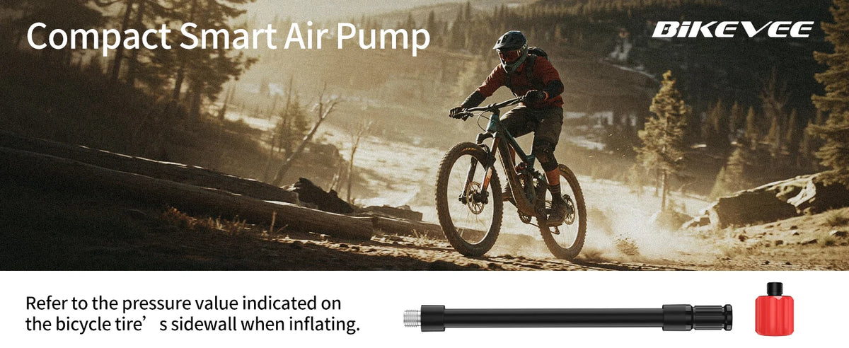 Bikevee Universal Rechargeable Portable Electric Mini Bike Air Pump Wireless with Smart LCD Digital Gauge Tire Inflator Auto Shut-Off Car Motorcycle Road MTB Bike Dedicated Electric Air Pump