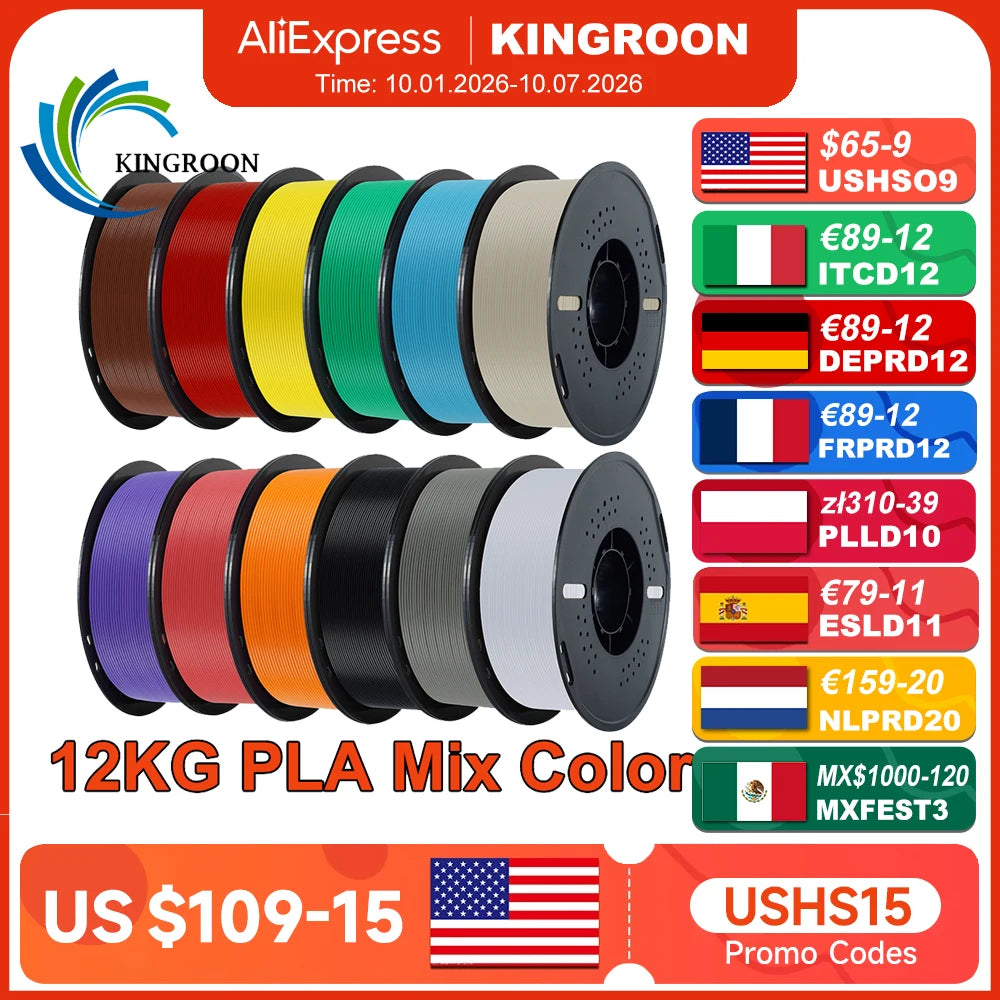 KINGROON Multicolor PLA Filament, 10kg
