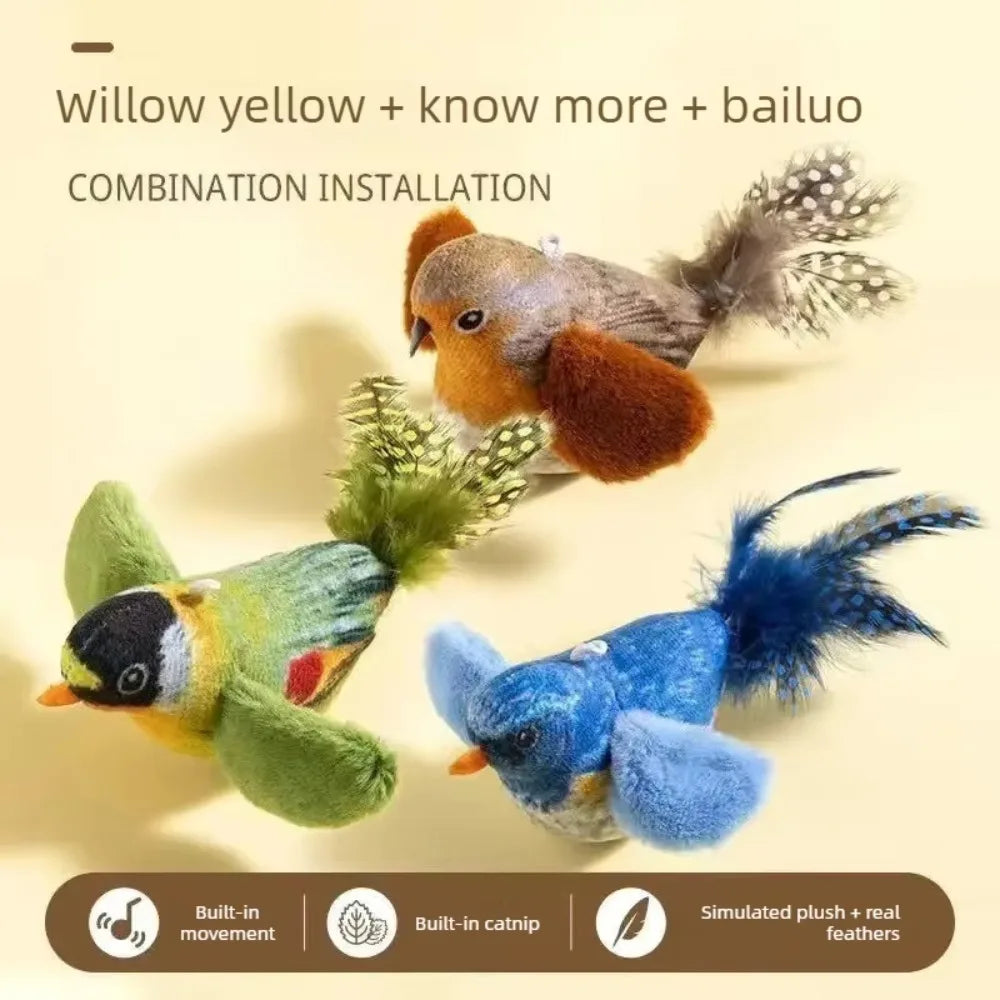 Hanging Bird Cat Toy with Catnip, Interactive Squeaky Self-Play Teaser for Kittens