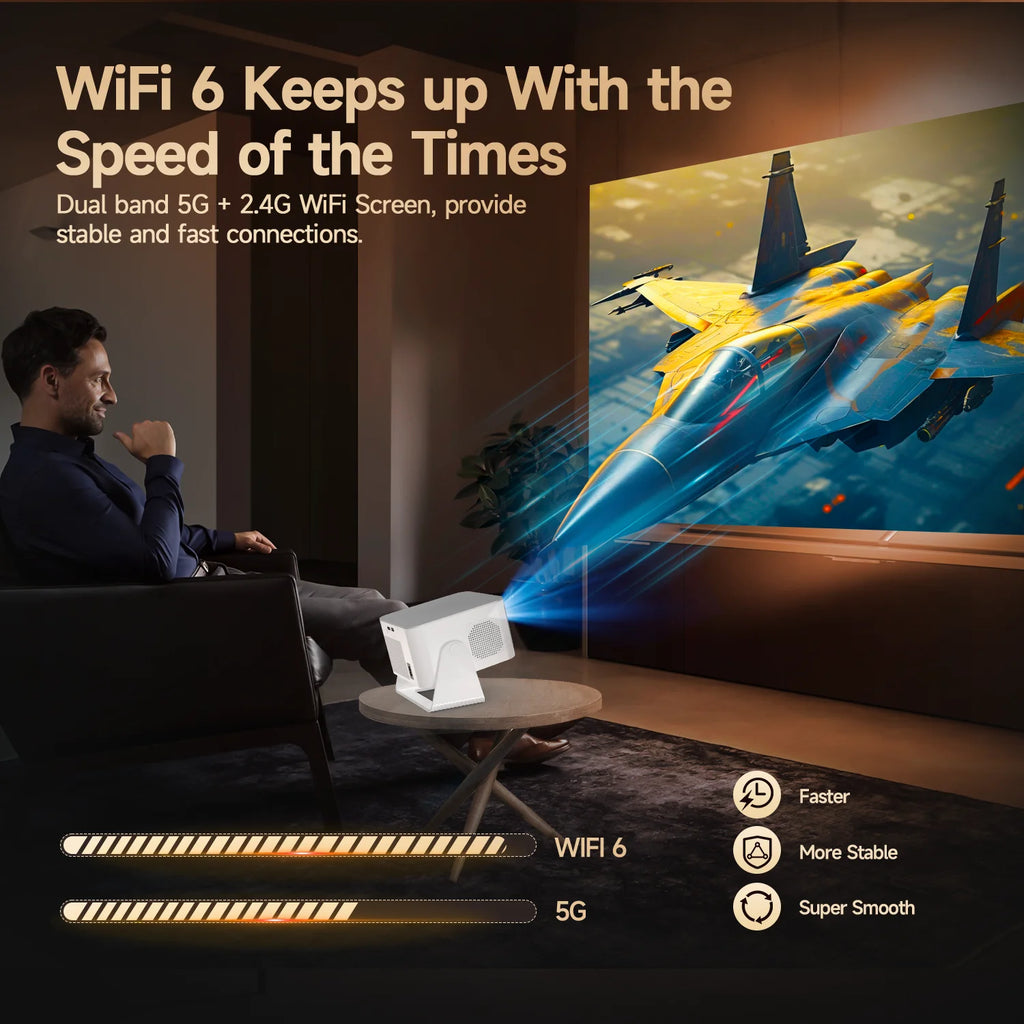 Android 14 900ANSI Projector Auto Focus Native 1080P Support 8K With Wifi6 BT5.4 Portable Movie Outdoor HY350Max