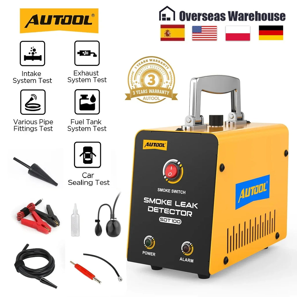AUTOOL SDT100 Automotive Smoke Leak Detector 12V Smoke Machine EVAP Pipe Smoking Generator Pipe Leakage Analyzer Diagnostic