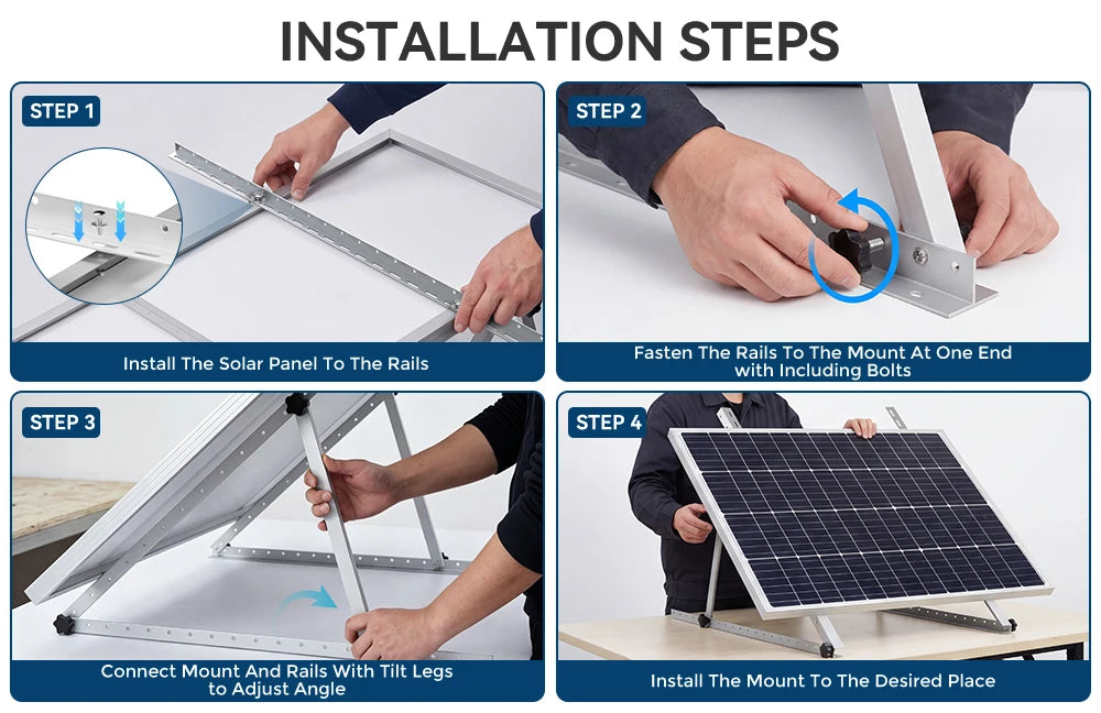 47/45 Inch Upgraded Adjustable Solar Panel Tilt Mount Bracket Foldable Tilt Legs Stand Supports 100‑500W Solar Panels 1/2/4 Pack for Roof RV Boat