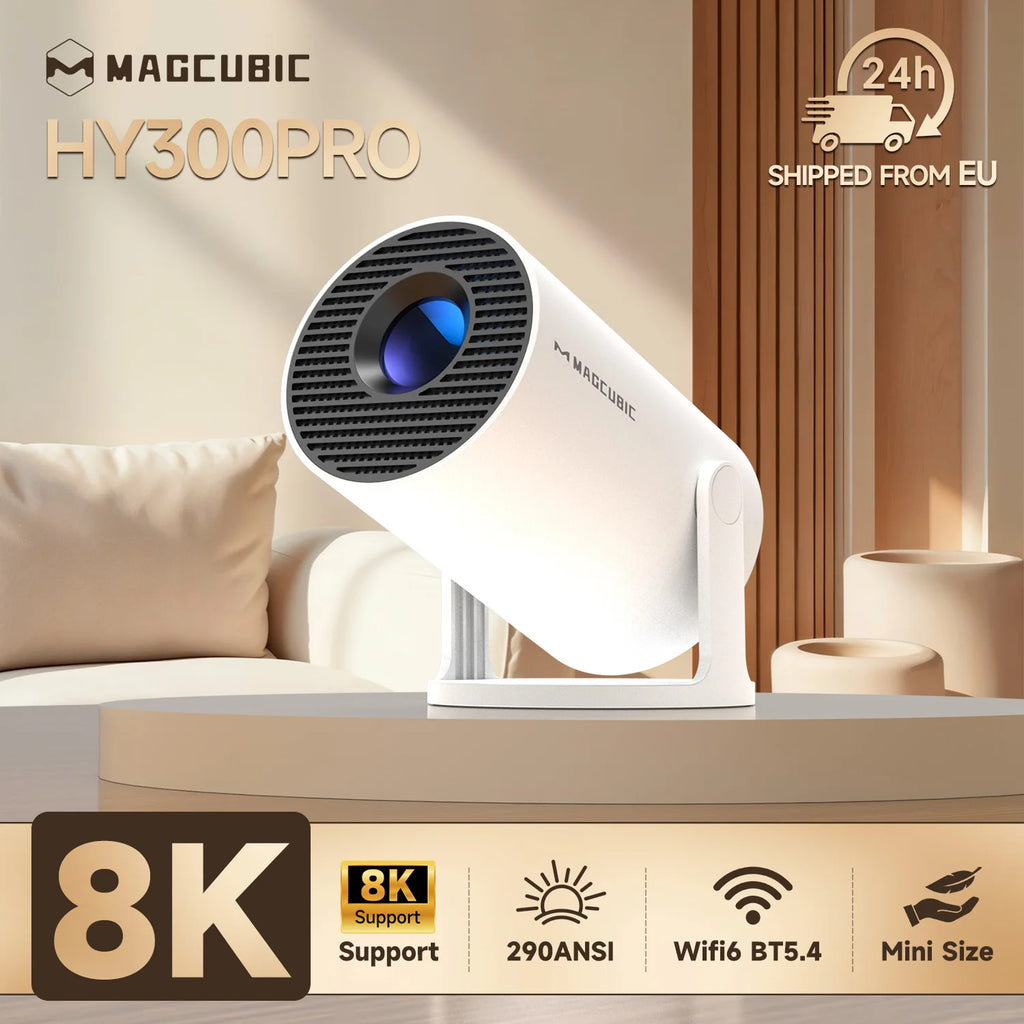Magcubic Hy300Pro Allwinner H726 Smart Projector, 290Ansi 720P Native 1080P Compatible, Android 14 Dual Wifi6 Bt5.4 8K Decoding Indoor Outdoor