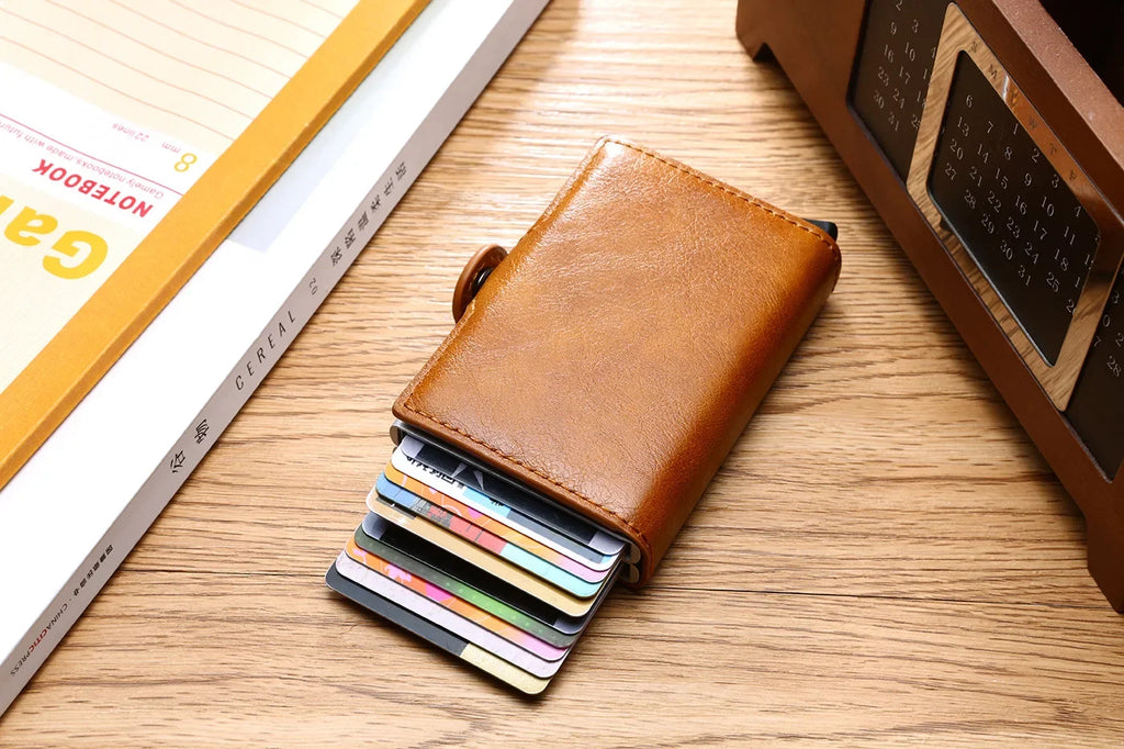 RFID Blocking Carbon Fiber Slim Card Wallet for Men, 14 Card Holder Minimalist Wallet