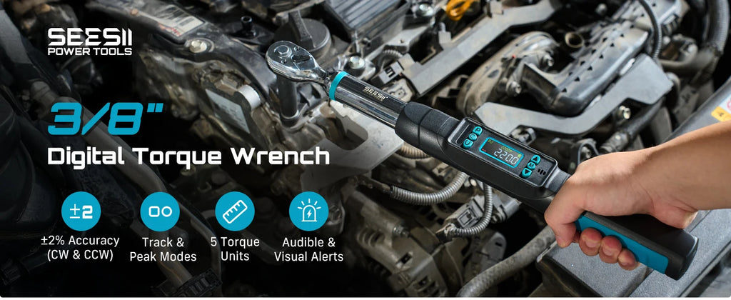 SEESII Digital Torque Wrench Kit D2 Lite Pro-3/8" 220N.m Blue & DH340-1/2" 340N.m Red ±2% High Precision Professional Bicycle Automotive Tool with LED Alarm for Precision Measureme