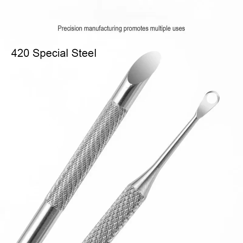 Nail Circle Beveled Head Stainless Steel Cuticle Pusher Nail Art Sanding Tablet Manicure Sticks Tool for Salon Nails 2030