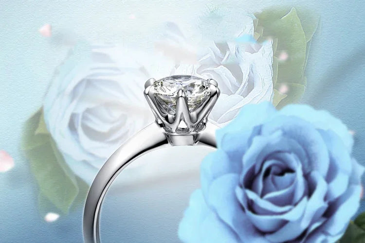 925 Sterling Silver Moissanite Solitaire Ring, 1–3 ct