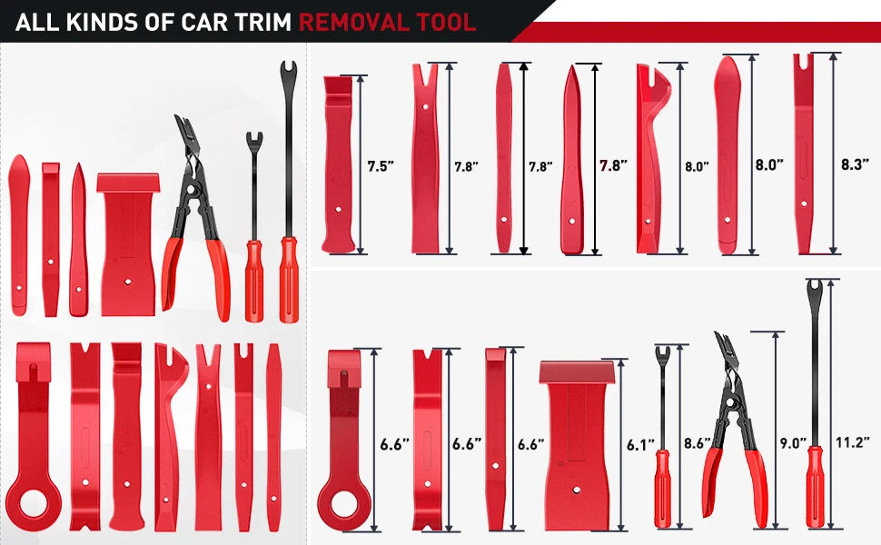 200Pcs Trim Removal Tool, Auto Push Pin Bumper Retainer Clip Set Fastener Terminal Remover Adhesive Cable Clips Round Handle Crowbar Kit Car Panel
