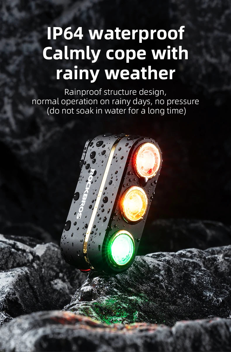 ROCKBROS Bicycle Smart Brake Tail Light MTB Road Bike Auto Brake Sensing Light IP64 Waterproof Type-C Charging Warning Taillight