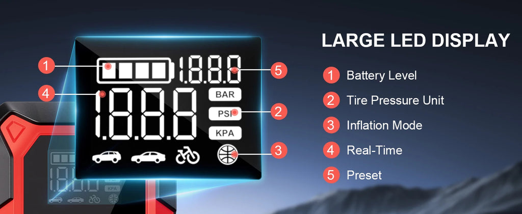 A3 Jump Starter with Air Compressor, 3000A Portable Car Battery Booster (9.0 Gas/6.5L Diesel) with 150PSI Auto-Shutoff Ti