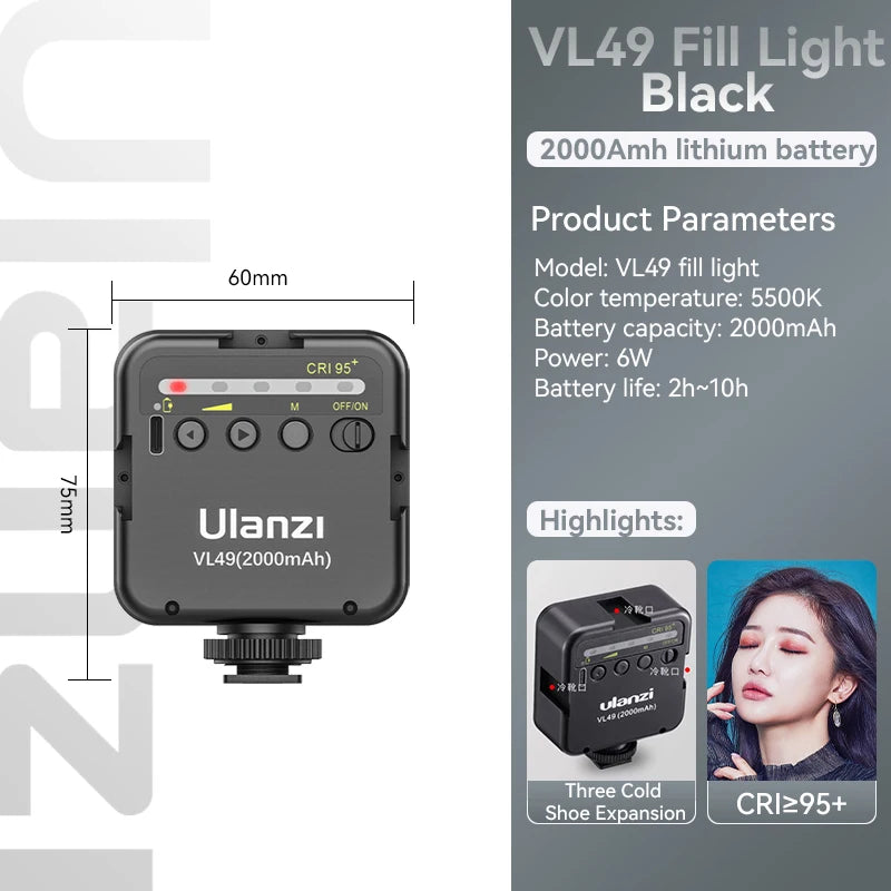 Ulanzi VL49 Mini LED Fill Light, 5500K