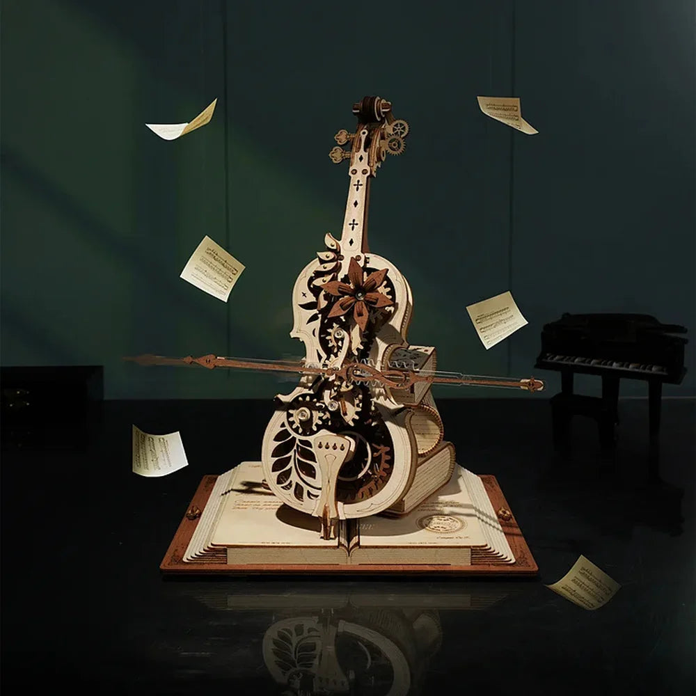Robotime ROKR Magic Cello Mechanical Music Box, 3D Wooden Puzzle Kit