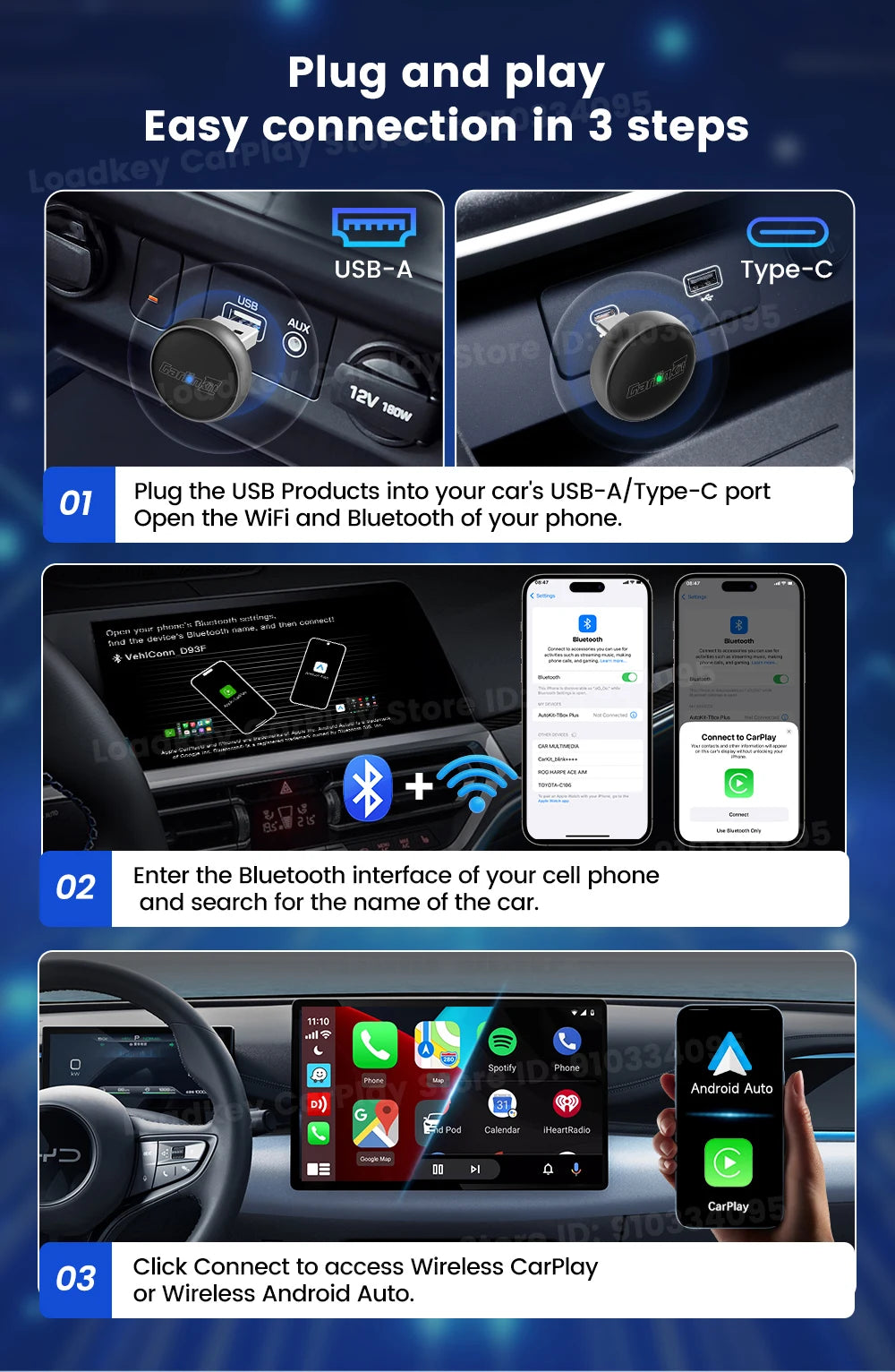 New CarlinKit Mini Ultra3 Wireless CarPlay Adapter Android Auto Wireless Dongle 2-In-1 Wireless Adapter Auto Connect 5.8G Wifi