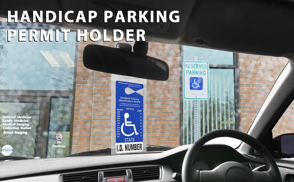 LotFancy Handicap Placard Holder- 10.6" x 5", Ultra Transparent Disabled Parking Permit Sign Protector Hanger Sleeve - Pack of 2