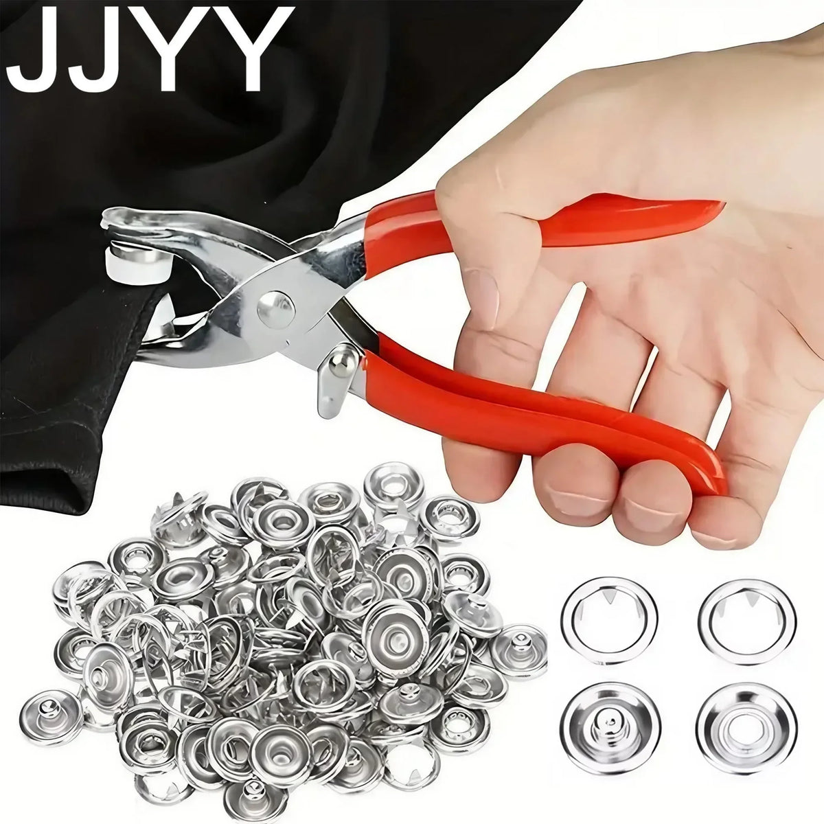1Set 201Pcs Hand Pressed No Sew Five Claw Button Installation Tool Set Metal Snap Buttons Fasteners Pliers Kit for Baby Clothes Romper Sewing