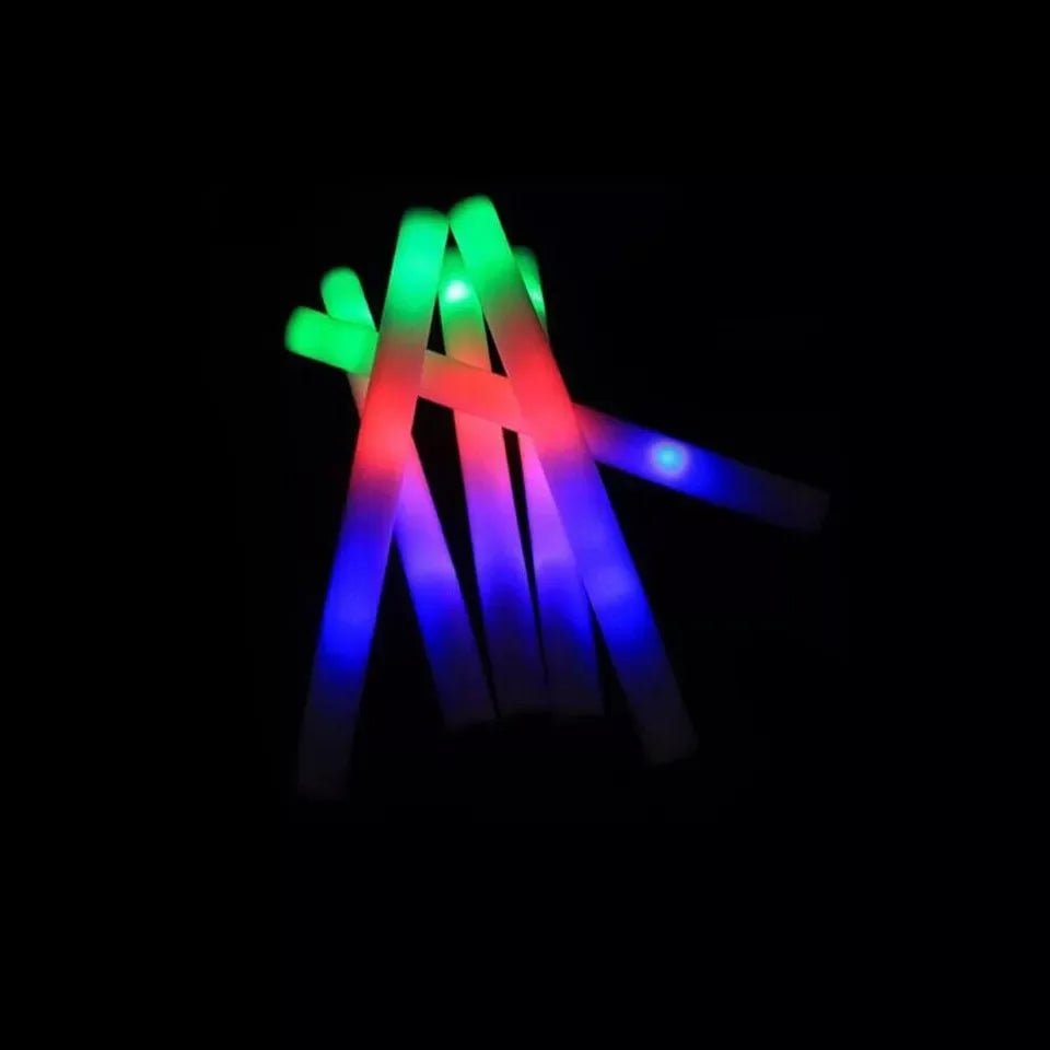 100Pcs LED Glow Sticks Bulk Colorful RGB Glow Foam Stick Cheer Tube Dark Light for Xmas Birthday Wedding Party Supplies