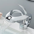 Solid Brass Waterfall Bathroom Sink Faucet, Single Handle Hot and Cold Mixer Tap