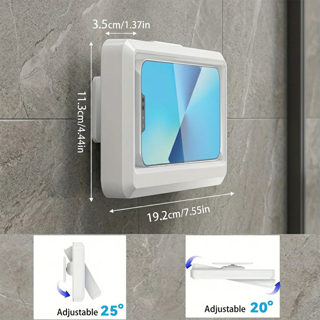 360-Degree Rotating Waterproof Shower Phone Holder, Anti-Fog Touchscreen Wall Mount Case