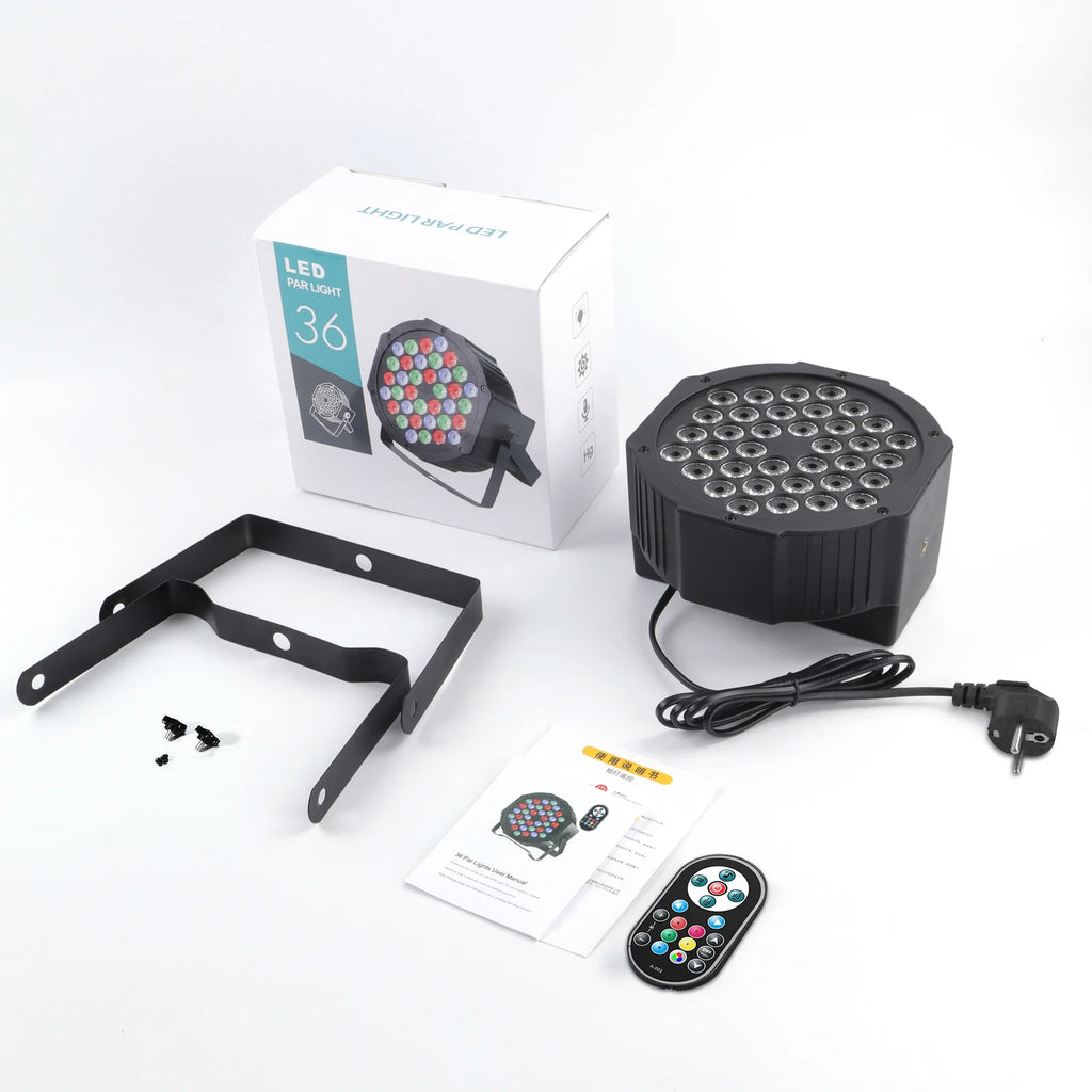 2-Pack RGB LED Par Lights 36 LED, DMX Flat Stage Lights for DJ and Parties