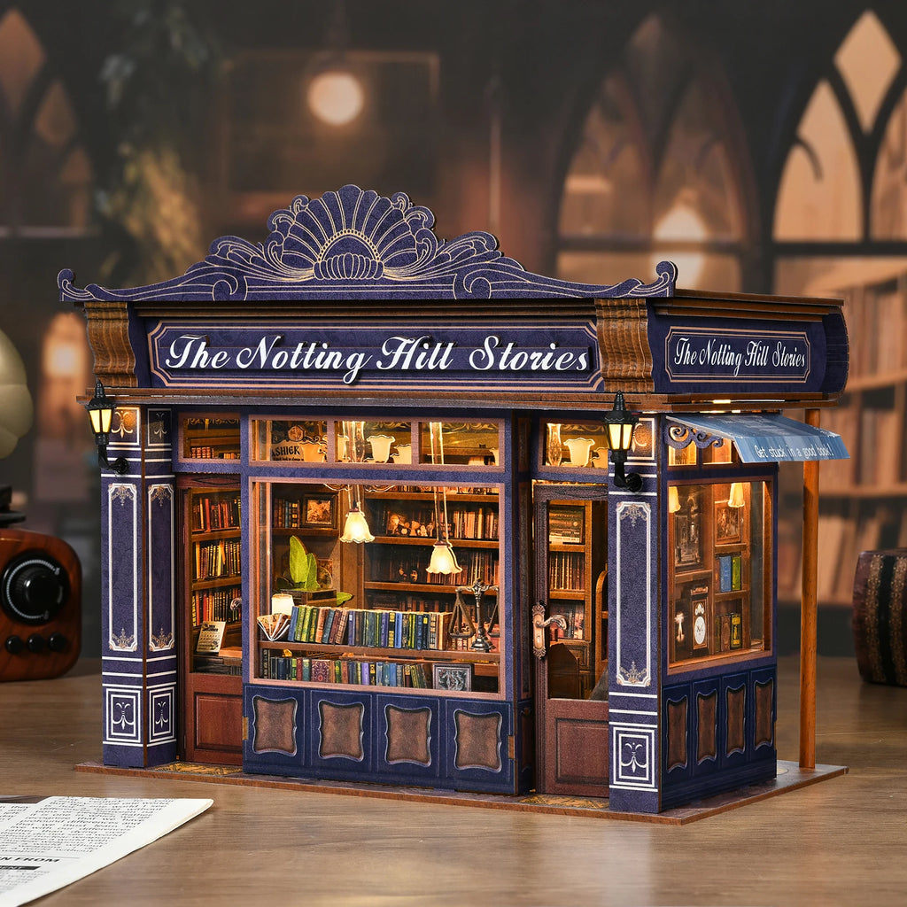DIY Book Nook Kit, Bookstore 3D Wooden Bookshelf Insert