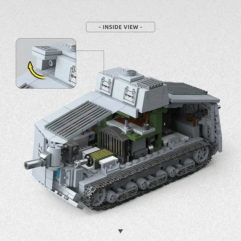 920Pcs WW1 A7V Heavy Tank Building Blocks Military Armored Vehicle Model DIY Assembly Bricks Hobby Collection Decor Gift