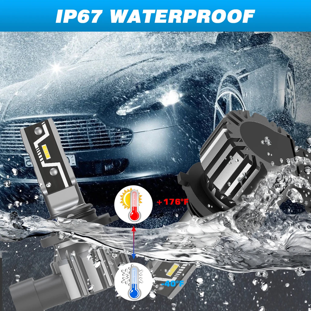 NOVSIGHT LED Headlight Bulbs 2PCS 9005 2PCS H11 Car Headlamp High Low Beam Mini Size 50W 10000LM Headlamp 6500K White Fog Lamp