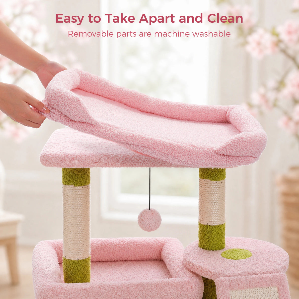 Small Cat Tree for Indoor Cat Tower with Sisal Scratching Post and Pad Wide Top Perch Large Cat Condo Cat Scratchers Cat Toys