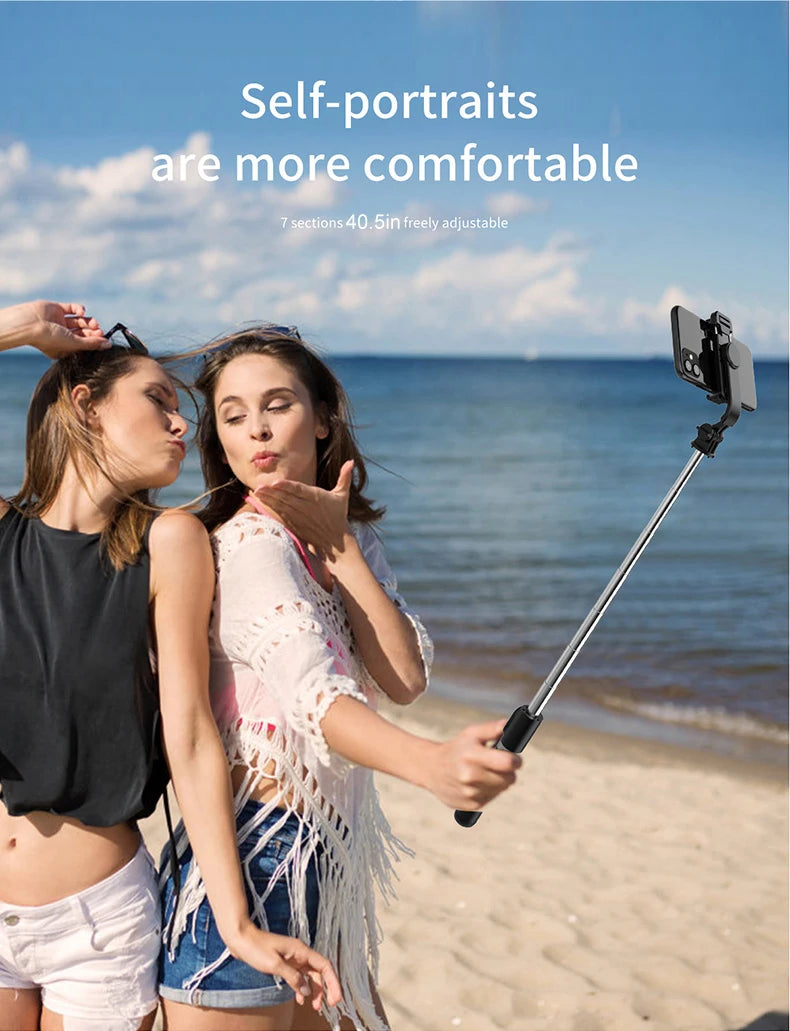 40 inch Retractable Selfie Stick Professional Floor Tripod for Live Streaming, with Wireless Remote, 360° Rotation, Stable Anti-