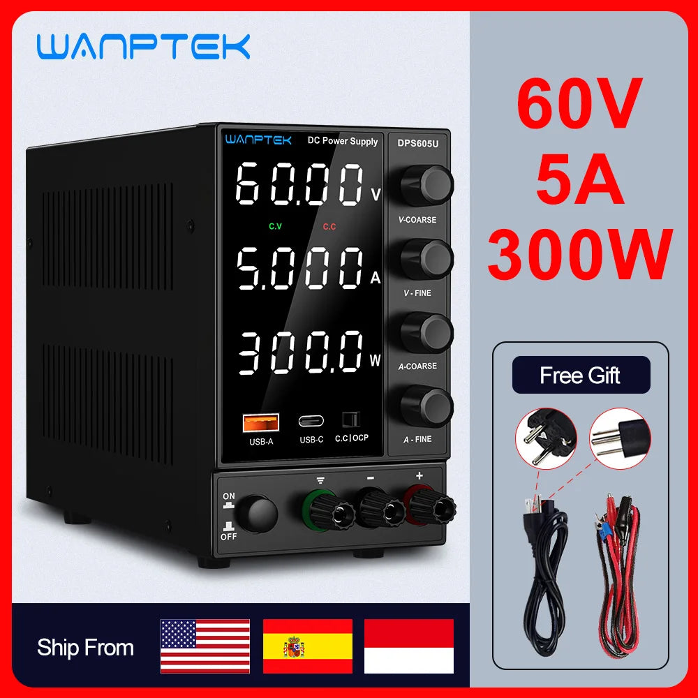 Wanptek Adjustable DC Power Supply 30V 10A, LED Lab Bench Voltage Regulator