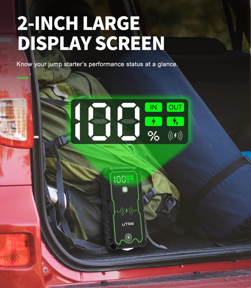 UTRAI Car Jump Starter 4000A Car Battery Starters 16000mAh Portable Power Bank 10W Wireless Charging Propulsion Booster For Car