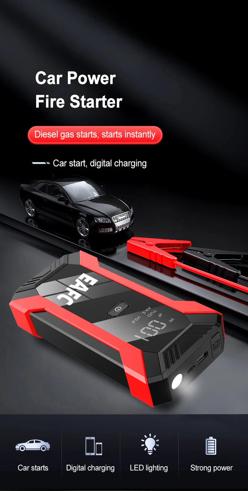 2026 Car Jump Starter 2000A/1200A Car Battery Charger Emergency Power Bank Booster for 12V Petrol Diesel Vehicles Starting