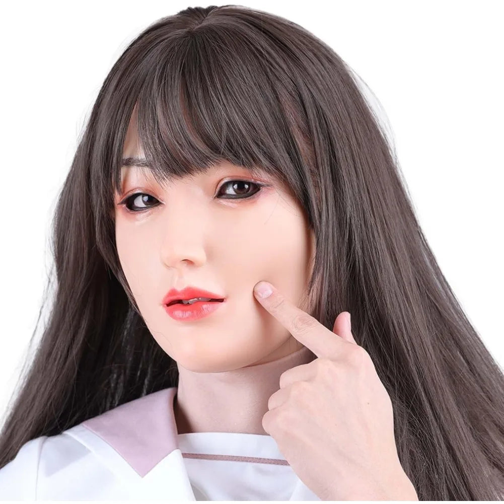 Full HeadMask Realistic Silicone Head Mask Cover Cosplay Halloween Crossdressing Mask Male to Female Crossdresser Disguise