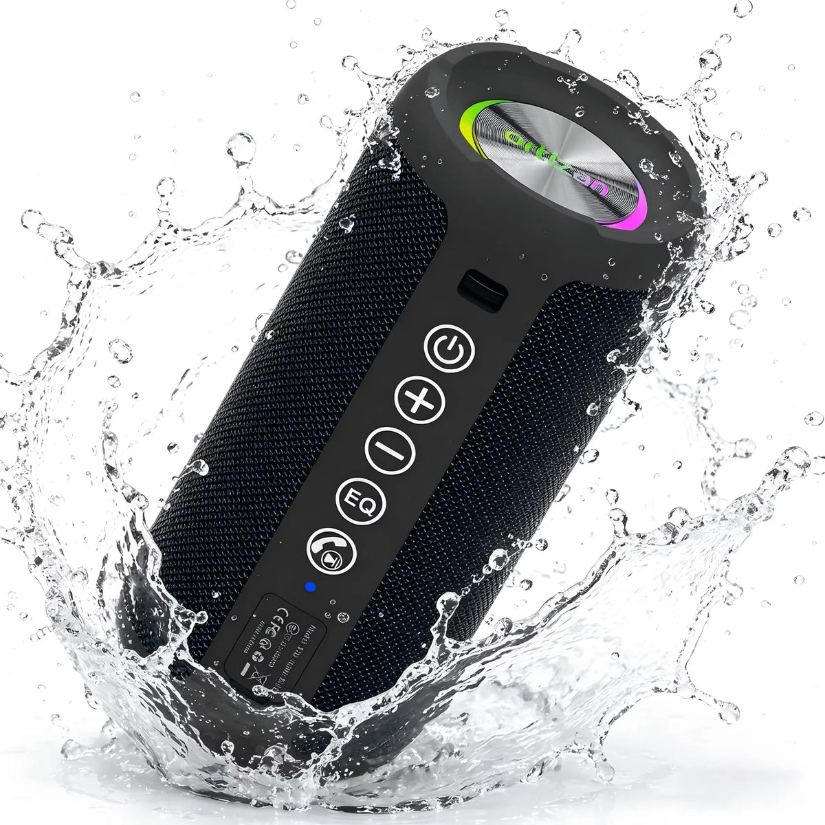 24W Portable Bluetooth Speaker, IPX7 Waterproof with LED Lights
