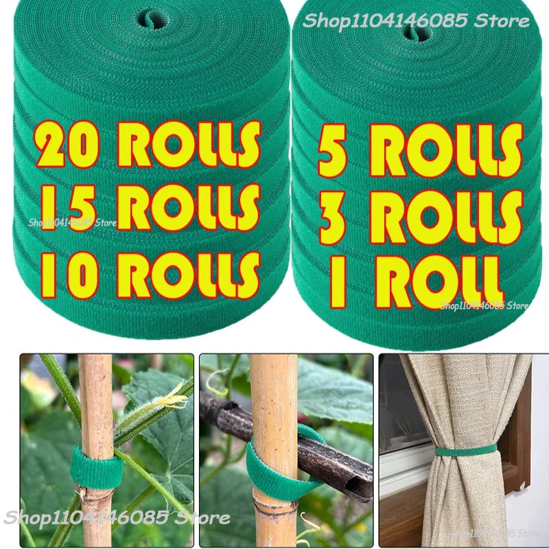 Self Adhesive Plant Nylon Cable Tie Green Adjustable Plants Hook Loop Support Garden Twine Bandage Reusable Fastener Tape Strips