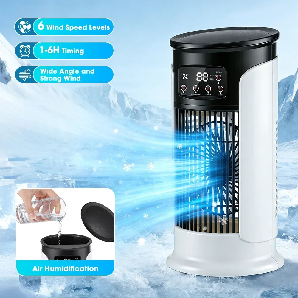 3 In 1 Household Fan Air Conditioner Portable 6-gear Air Cooler LED Night Light Humidifier Air Adjustment Fan Office Home Fan