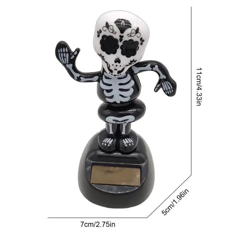 Car Dashboard Decorations For Creative Skeleton Ornament Solar Energy Bobble Head Halloween Props Toys Festival