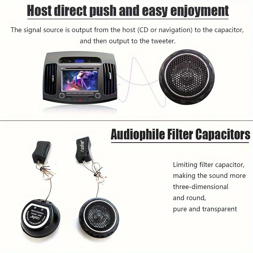 CarTweeters Car Audio Film Speaker Boxes2pcs 280W Car Tweeters with Filter Stereo Speakers Music Soft Dome Balanced