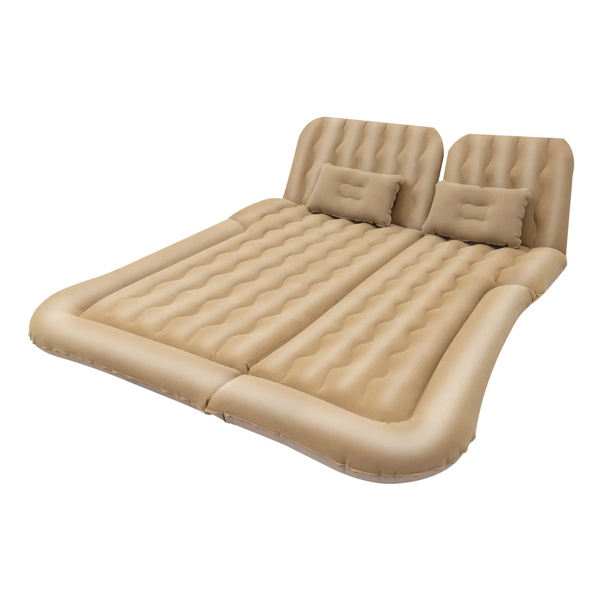 Inflatable Car Back Seat Air Mattress, Foldable Flocked Travel Bed with Pump