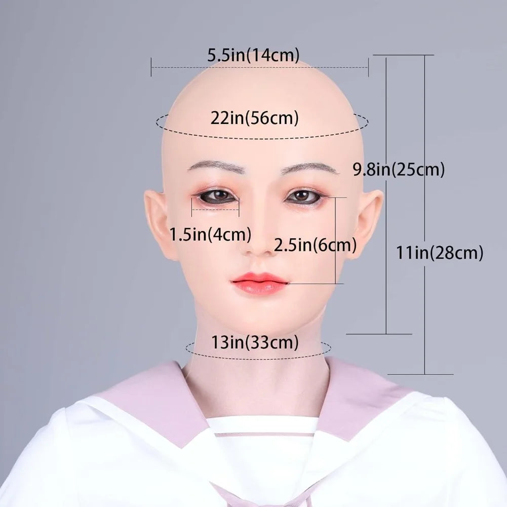Full HeadMask Realistic Silicone Head Mask Cover Cosplay Halloween Crossdressing Mask Male to Female Crossdresser Disguise