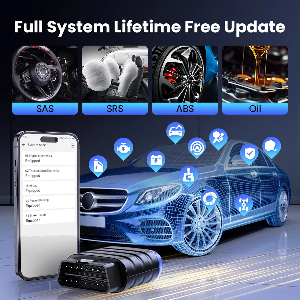 Lifetime Free Update MUCAR BT200 Max OBD2 Scanner CAN FD Bi-Directional Control All System Diagnostic Tool 15 Reset for All Cars