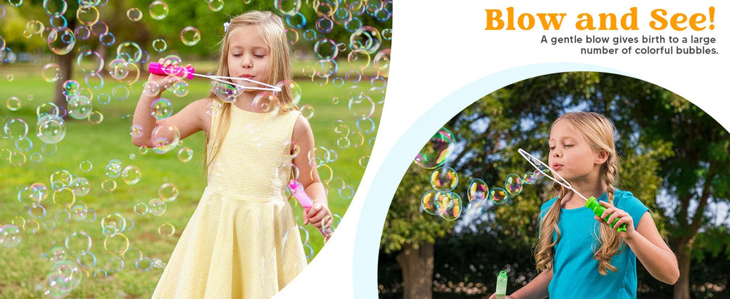 JOYFY 14.6'' Big Bubble Wands Bubble Wand Bulk with Refill Solution for Kids Summer Toy Party Favor Outdoors Activity