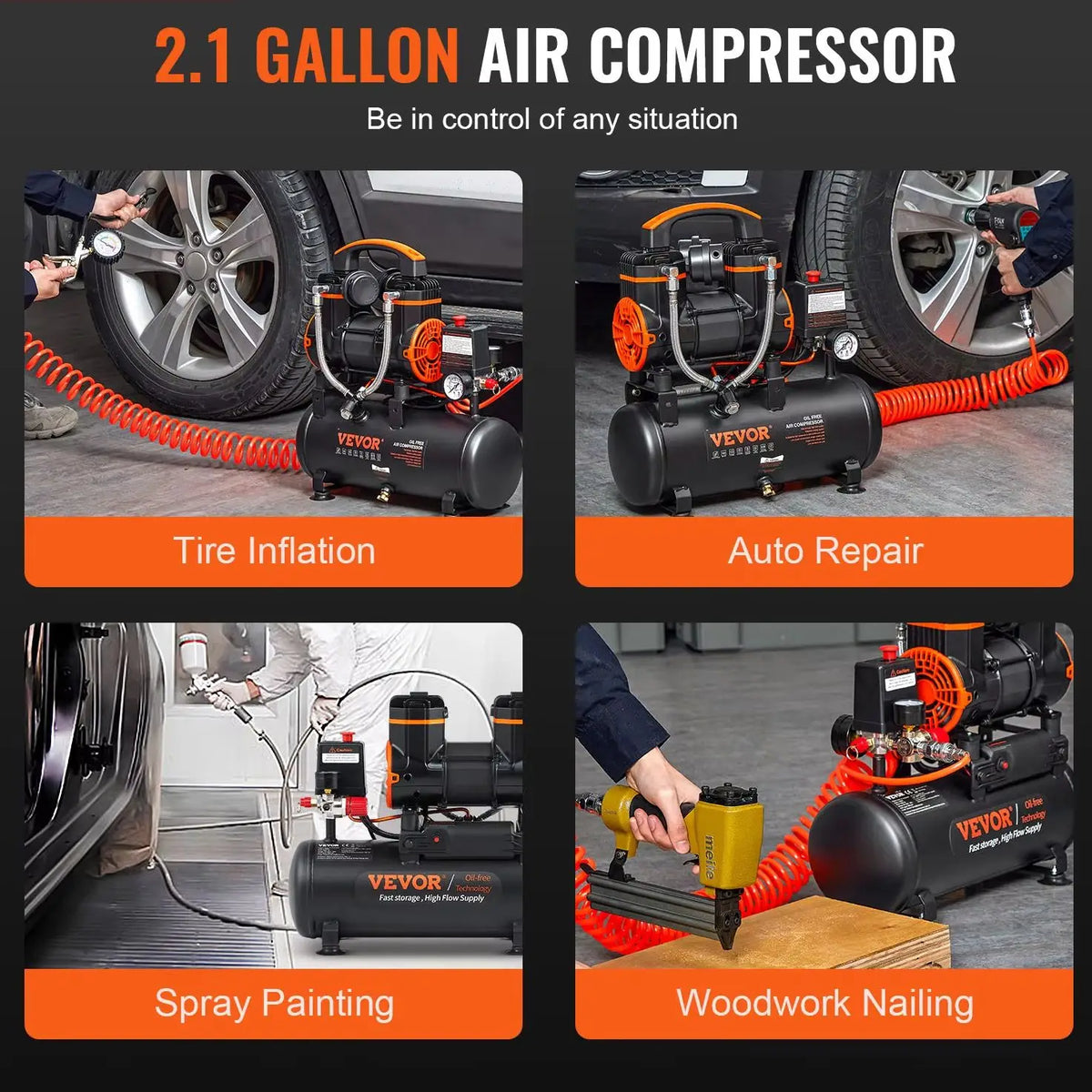 SucceBuy Quiet Oil-Free Portable Air Compressor