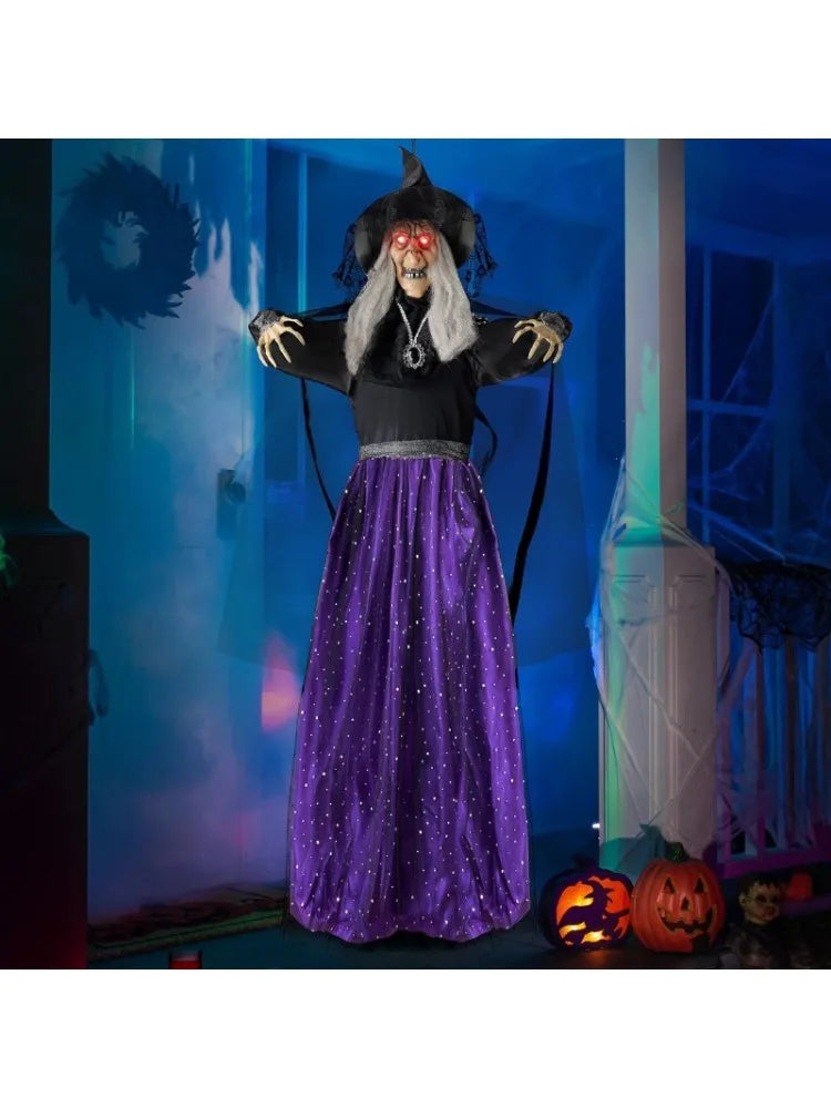 Halloween 47 in Animated Hanging Witch, Sound Activated with LED Lights