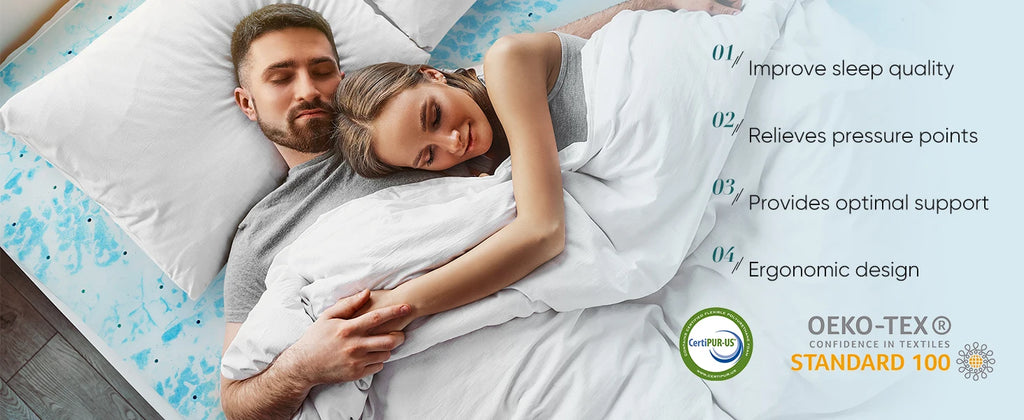 Gel Memory Foam Mattress Topper Queen, 2-3 inch Cooling Breathable Bed Topper