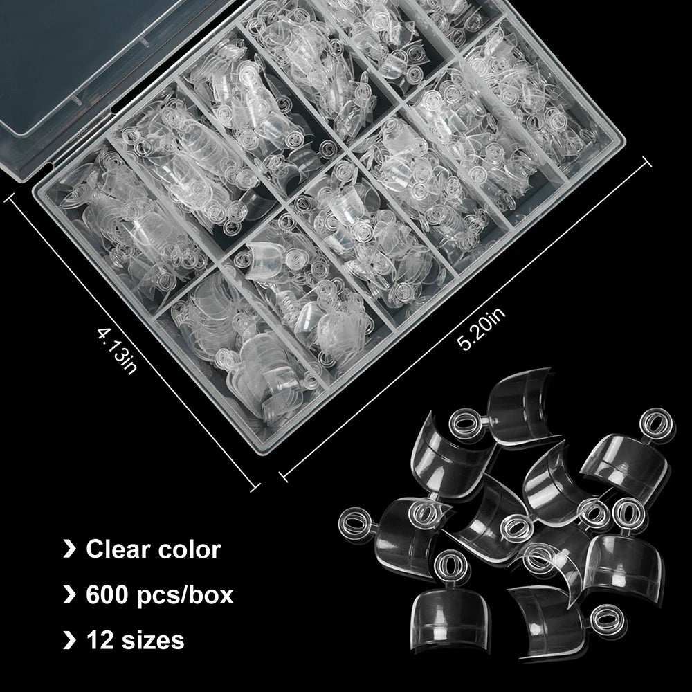 600PCS French Short Square Nail Tip Natural Half Cover Acrylic Nails Press on Nails for Nail Salons DIY Home with Box Fake Nails